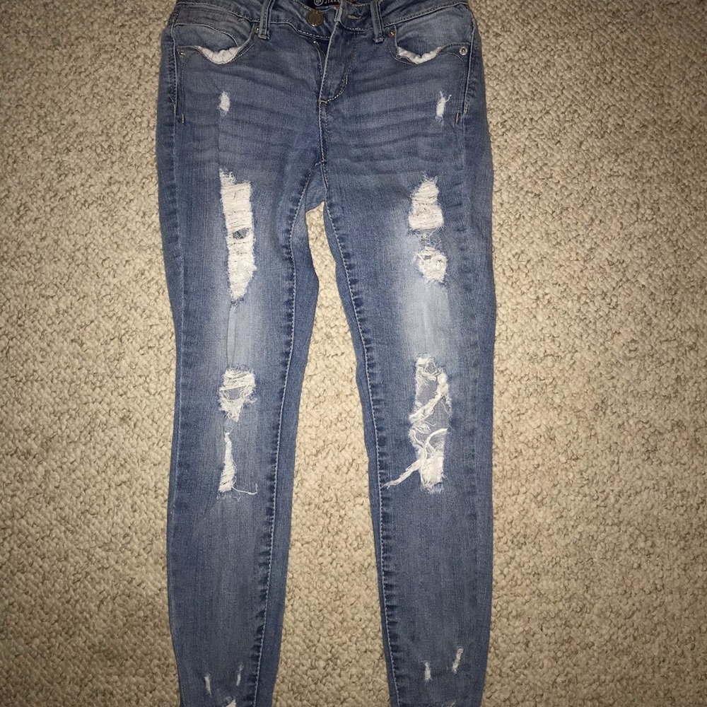 blue distressed jeans